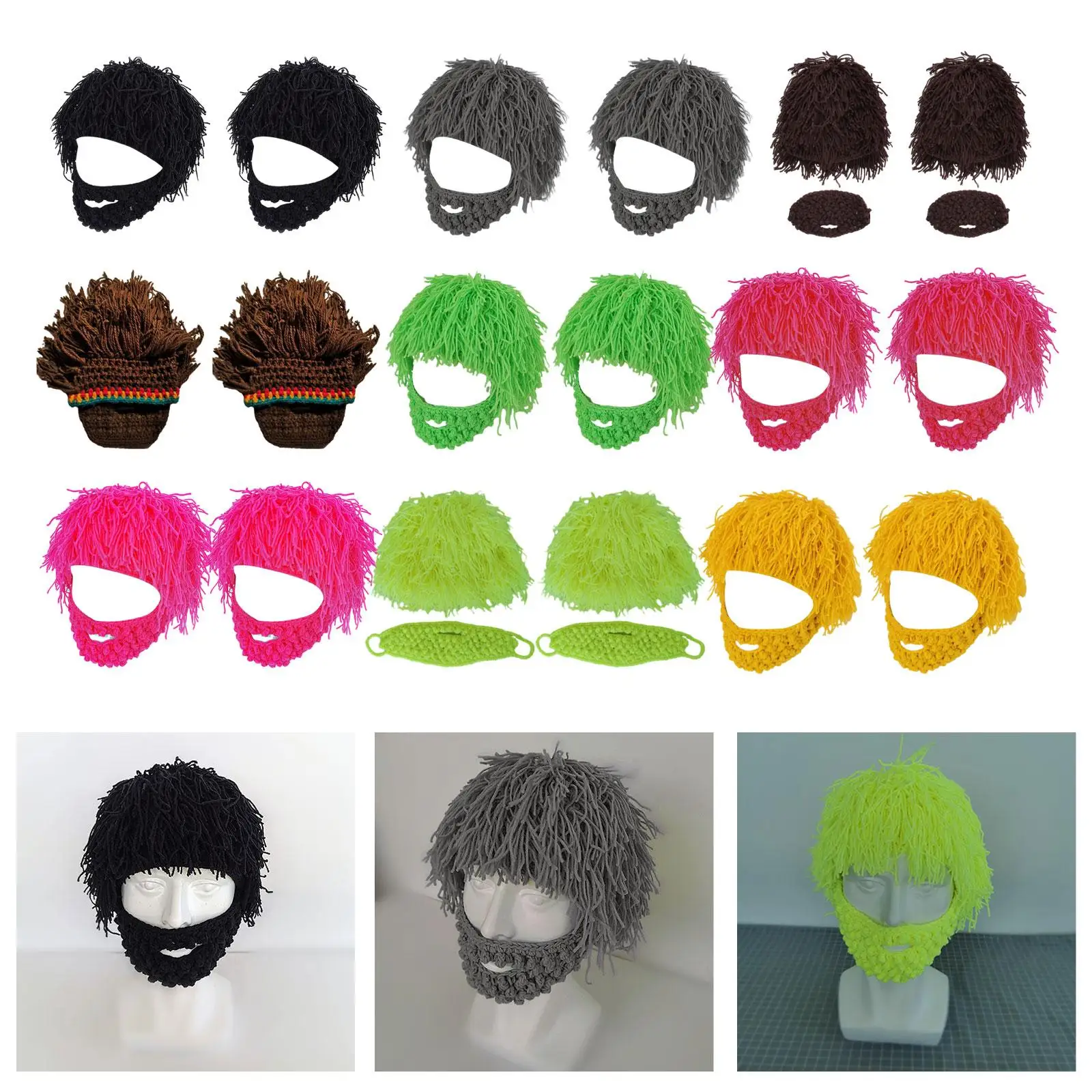Knitted Hat Beard Hat Dress up Prop Windproof Warm Men Women Cap Warm Knitted Beanie for Riding Cycling Snowboarding