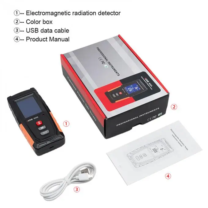 825A Electromagnetic Radiation Tester Handheld Digital LCD EMF Meter 4G 5G WIFi