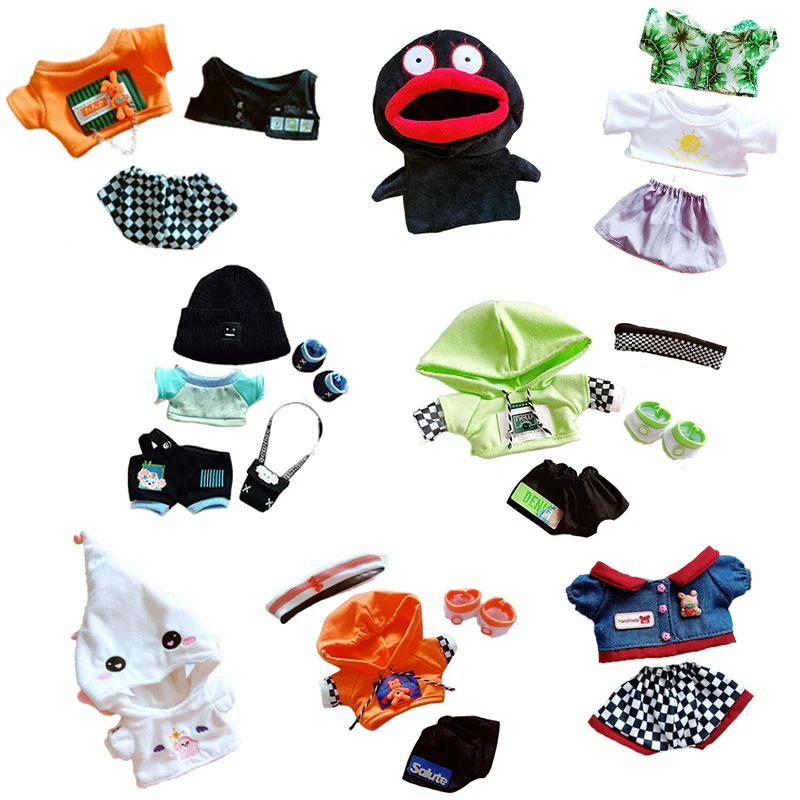 

1 Set Doll Clothes for 20cm Boy Idol Cotton Dolls Sweater Headband Shoes Bag Hat Hoodie Suit Outfit Accessories Birthday Gift To