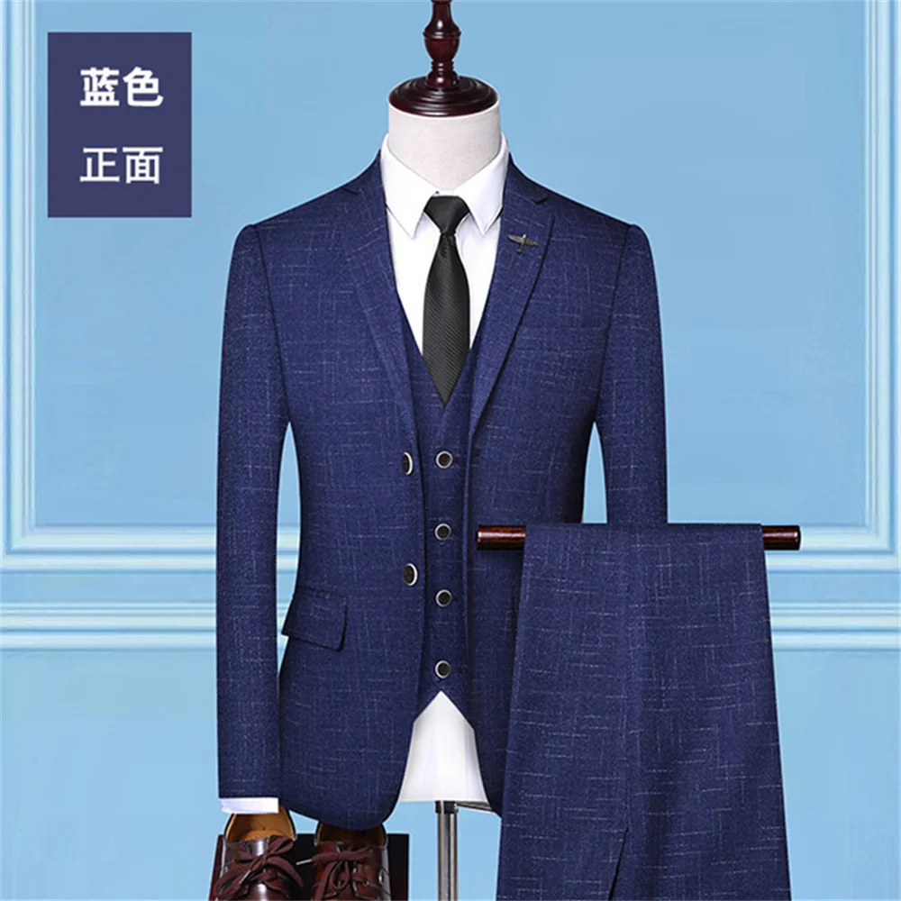 Formal Male Suits 2023 New in 3 Pieces Sets Blazers Jacket Pants Vest Suits  Business British Style Luxury Wedding Party Dress