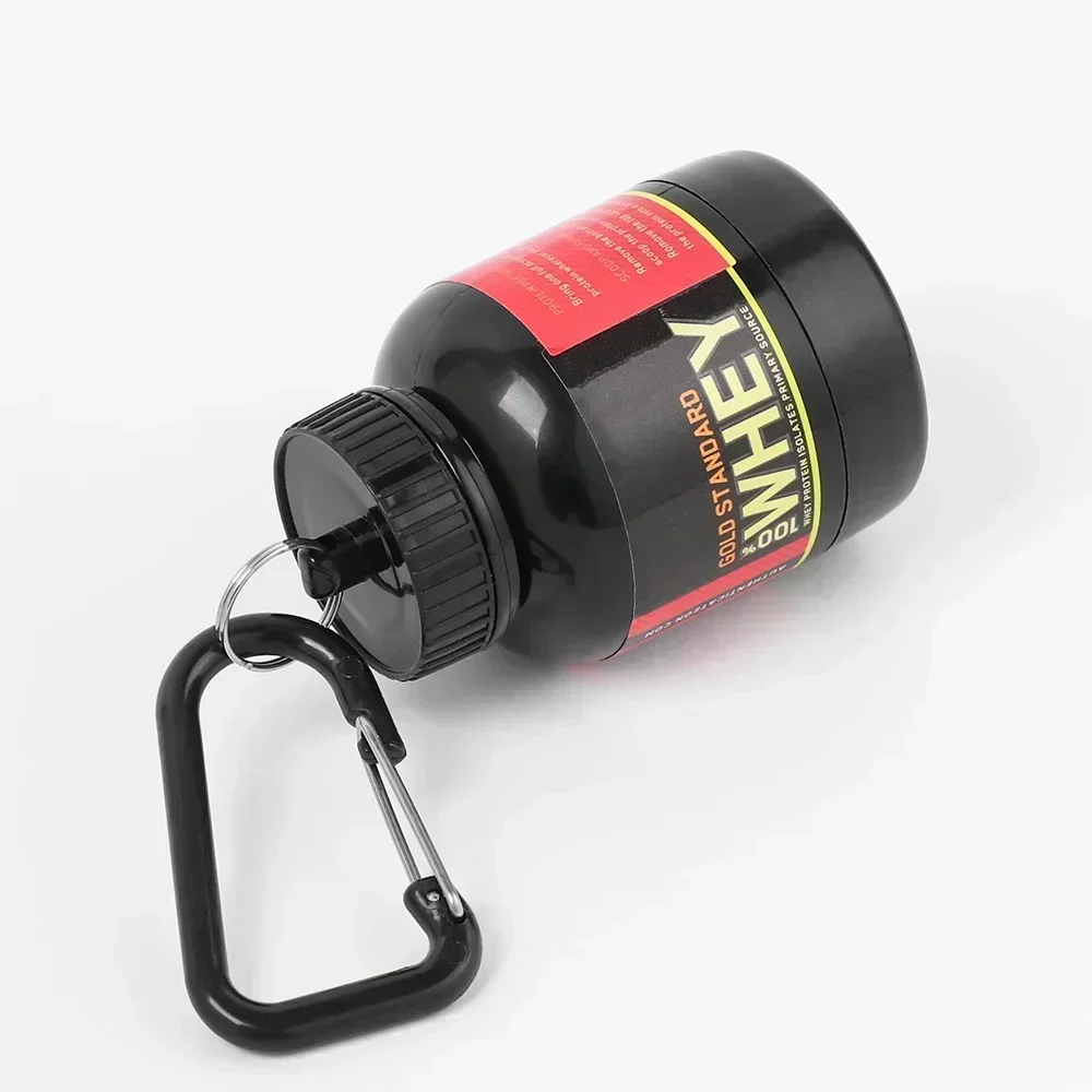 Protein Powder Bottle Keychain Medicine Powder Container Carabiner Bucket 1-20Pcs for Gym Travel Outdoor