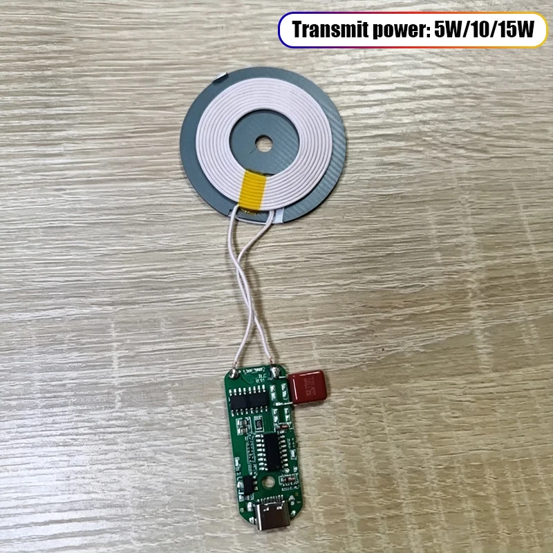 Universal Wireless Charger Transmitter Module with Metal Circuit Board and Coil, Micro/Type-C Port
