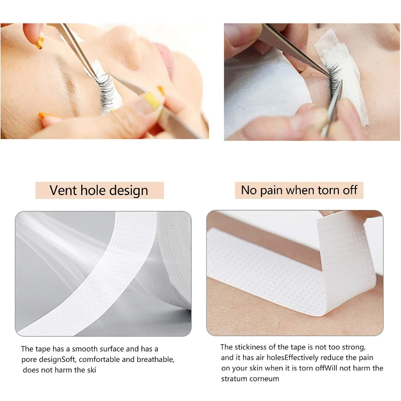 Japanese Insulating Tape 2/3 Rolls for Eyelash Extension Lint Free Under Eye Pads Breathable Non-woven Tape Paper Eyelash Patch