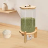 7.5L Creative Flour Cereal Airtight Container Rice Dispenser Glass Food Storage Container w/Wooden Stand for Kitchen 2