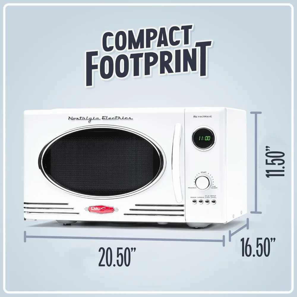 Retro Countertop Microwave Oven - Large 800-Watt ,12 Pre-Programmed Cooking Settings,Digital Clock,- Kitchen Appliances - White 5