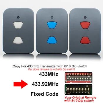 Universal 433 433MHz 433.92mhz Garage Gate Remote Control Fixed Code Keychain Controller Clone Transmitter with 8/10 dip Switch 1