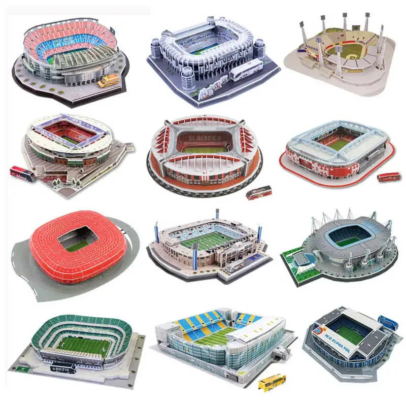 [New] 116pcs/set Spain Madrid Athletics Wanda-Metropolitano RU Football Game Stadiums building model toy kids gift original box