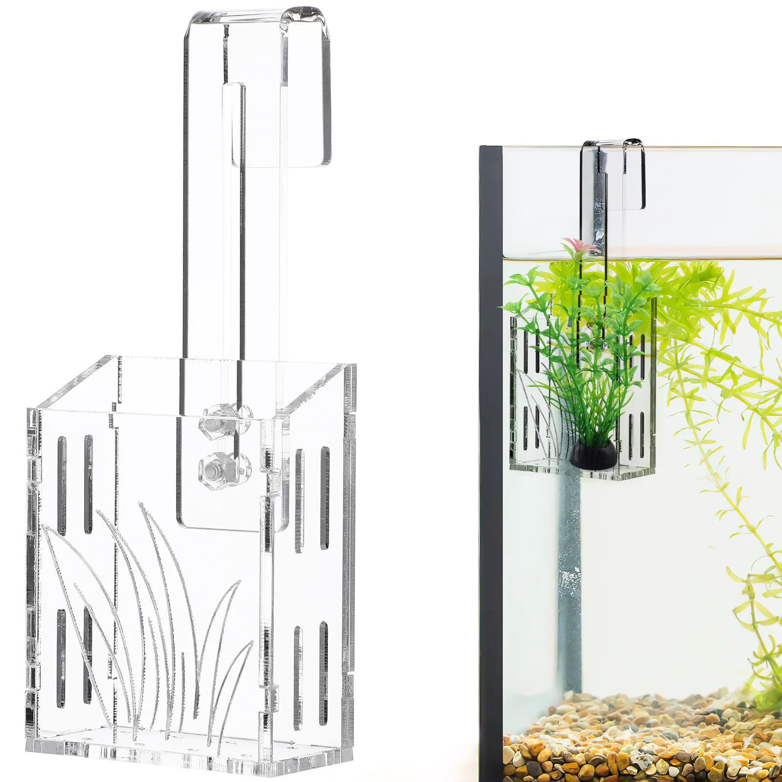 

Fish Tank Hanging Aquarium Plant Holder Transparent Acrylic Water Plant Container Emersed Plants Aquascape Decoration