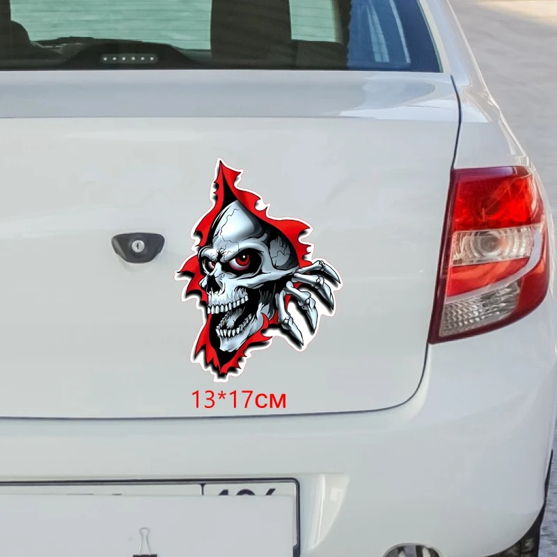 

Jpct Auto Accessories Decal WCS145 Skull And Paws From Hole Car Sticker Fun Colored Car Sticker Waterproof Decorative 13*17cm