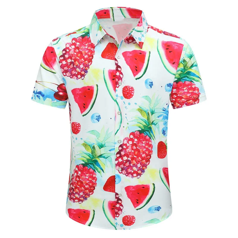 

Men's summer Hawaiian shirt pattern shirt, outdoor casual short sleeved 3D printed button clothing, comfortable and breathable