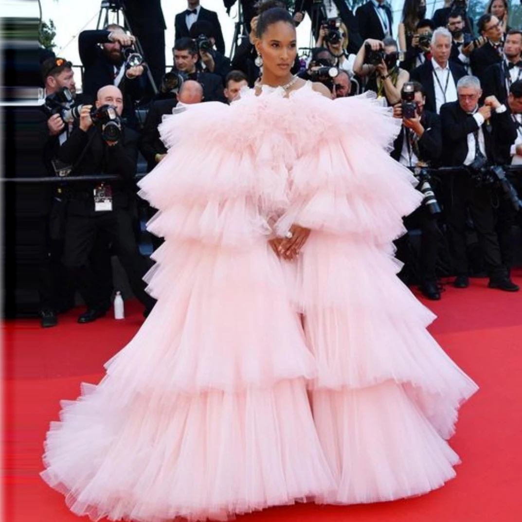Robe de soirée longue en Tulle, épaules dénudées, robe de bal à