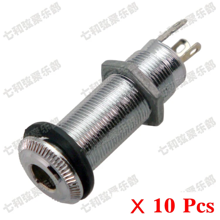 

10 Pieces Chrome Guitar Bass Threaded Cylinder output Input Jack Plug Socket 1/4" 6.35mm Pickup output jack