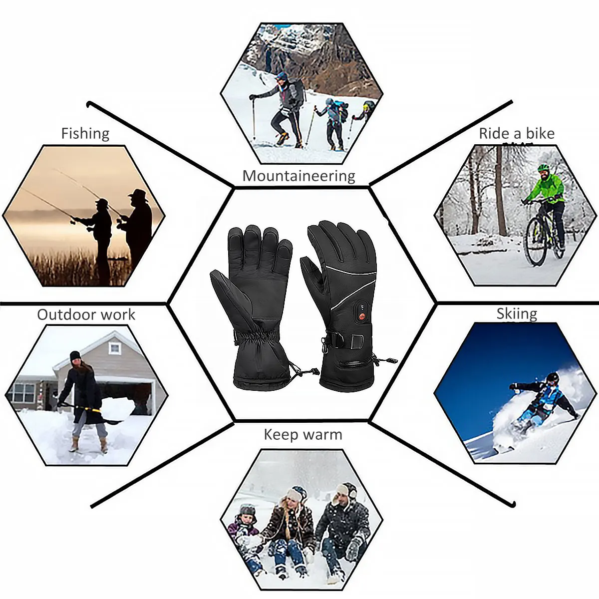 USB Electric Heated Gloves with 3 Mode Warm Heated Gloves Motorcycle Thermal Touch Screen Waterproof