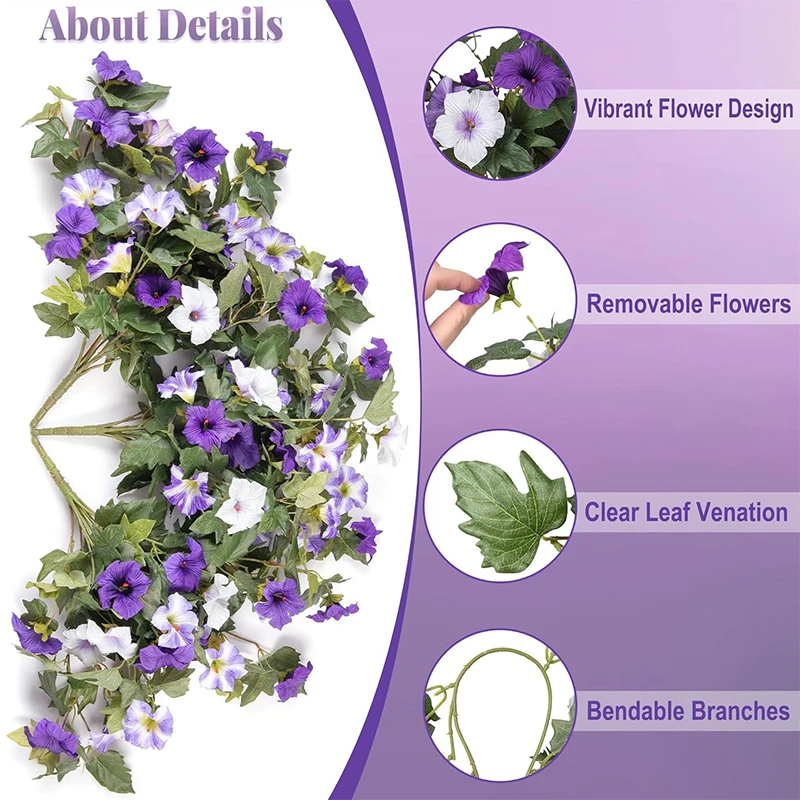 1 Stück künstliche Seide Morning Glory Blumen 43 cm gefälschte Blumensträuße für Hochzeit Party Home Decor Balkon Garten Outdoor Dekor – Detail 2