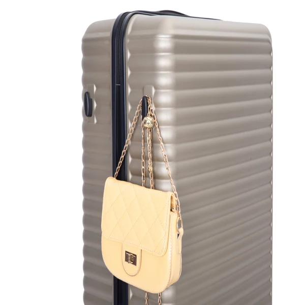 3 件套行李箱套装 ABS 轻便手提箱，带两个挂钩、万向轮、TSA 锁，(20/24/28) 金色-21