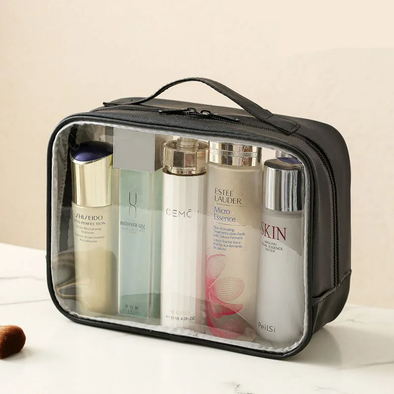 1PCS Travel Organizer Bath Toiletry Wash Storage Bag Case Black Red Blue Zipper Clear Makeup Bags Pouch Women's Cosmetic Bag 5