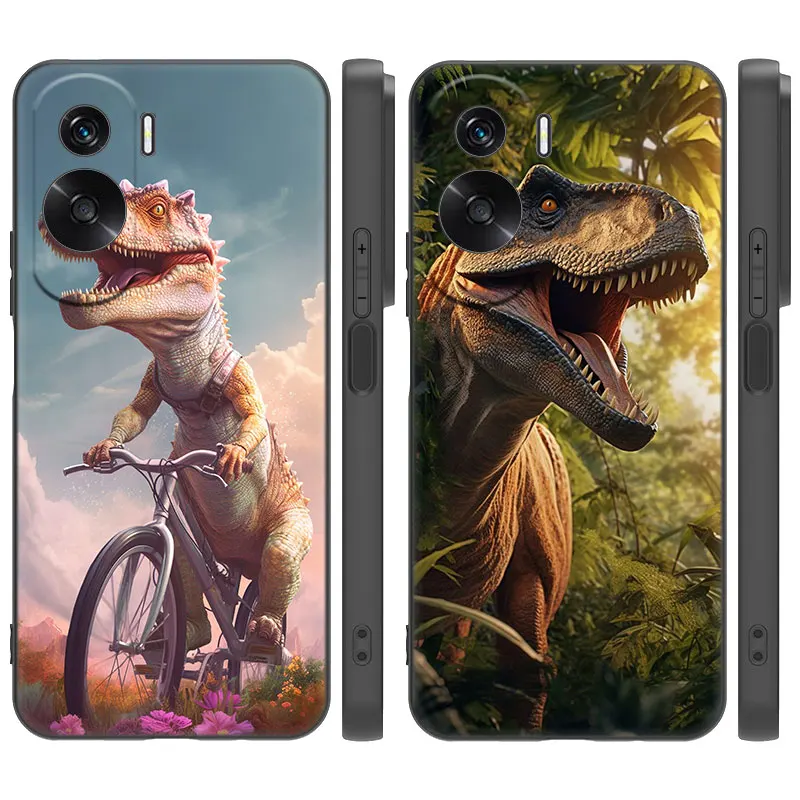 Funda Negra De Dibujos Animados De Parque Jurásico Mundial Para Honor, X5 Plus, X6, X7, X8, X6A, X6S, X7A, X8A, X9A, X9B, 70, 90 Lite, X30I, X40I, X50