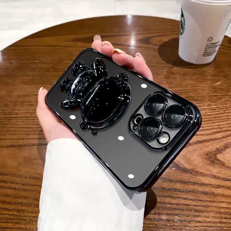 Moda Fold Standing Custodia per telefono trasparente per IPhone 11 12 13 14 15 Pro Mini XS Max XR X Placcatura Astronauta Protegge la copertura_voghion.com