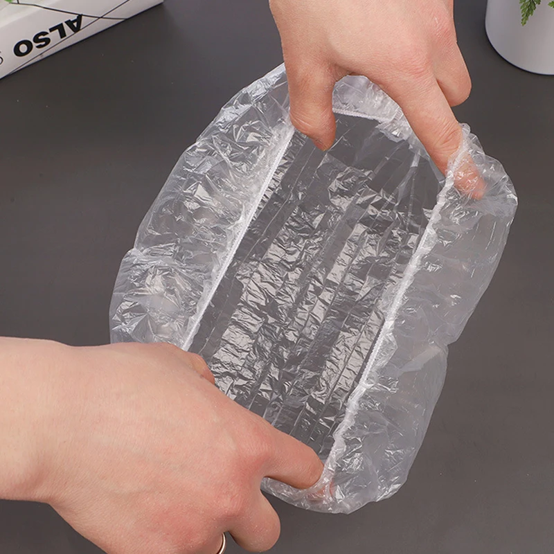 100Pcs Disposable Shower Cap Plastic Waterproof Headgear Hotel Hair Dye Shower Cap Transparent Plastic Beauty Salon Cling