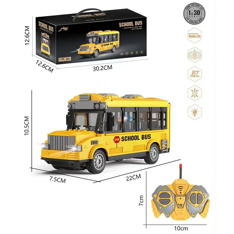 Bus Scolaire Télécommandé – LED Clignotantes – Cadeau Enfant 3+ – Noël Et Anniversaire