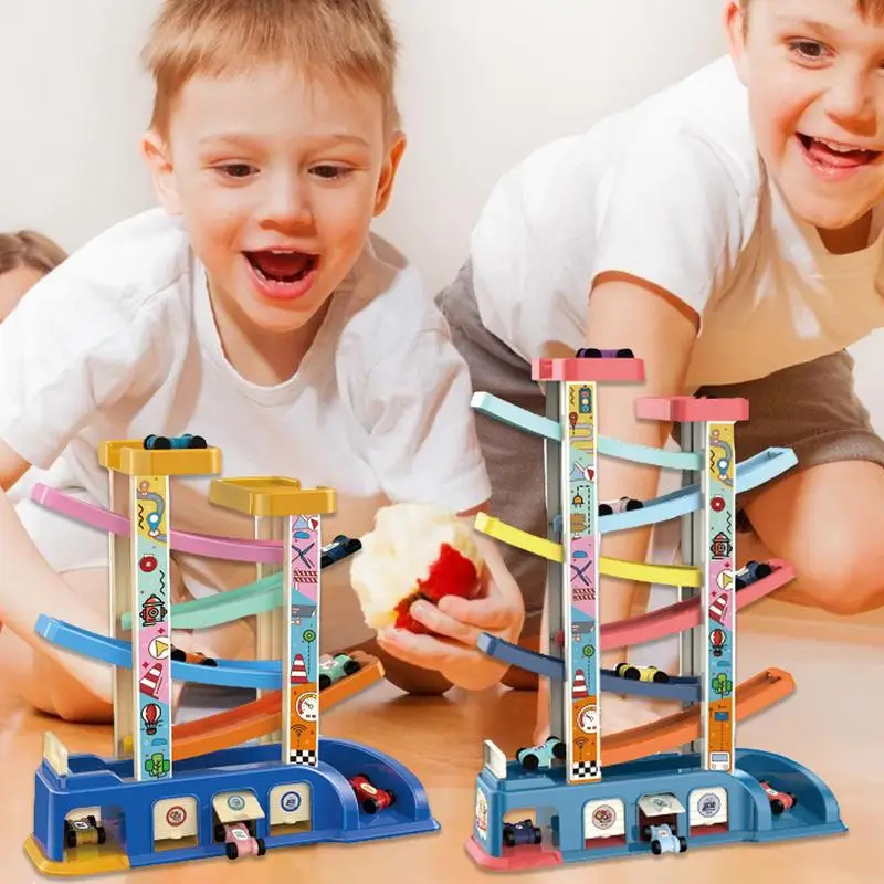 

Car Ramp Toy Multi Layer Race Track With Racing Cars Sensory Development Baby Toys Color Fine Motor Skills Toys Montessori Toys