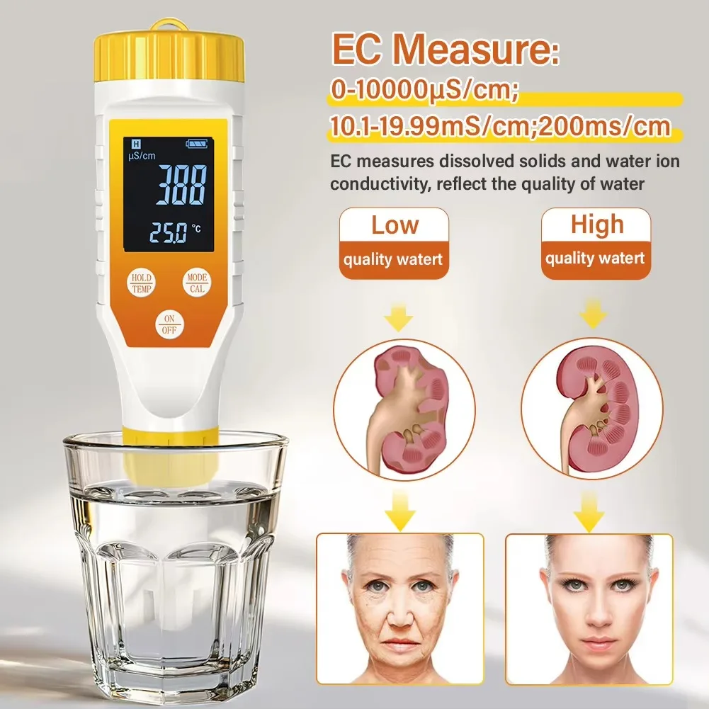 7-in-1 디지털 수소수 테스터 PH TDS EC ORP 염도 온도 수질 측정기