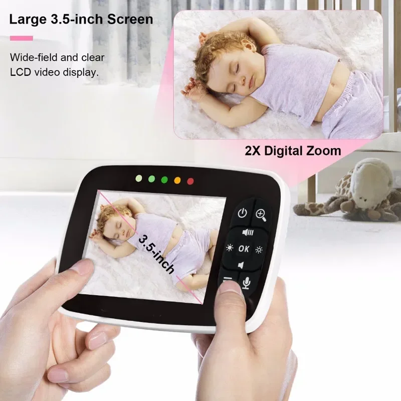 

Baby Monitor, Night Vision Camera Two Way Audio,Temperature Sensor,ECO Mode,Lullabies Babystar 3.5 Inch Wireless