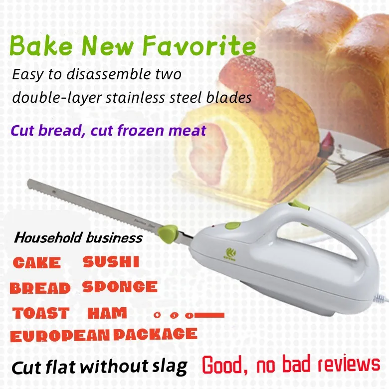 European/American standard electric frozen meat knife bread and pastry steel automatic serrated cutting electric kitchen
