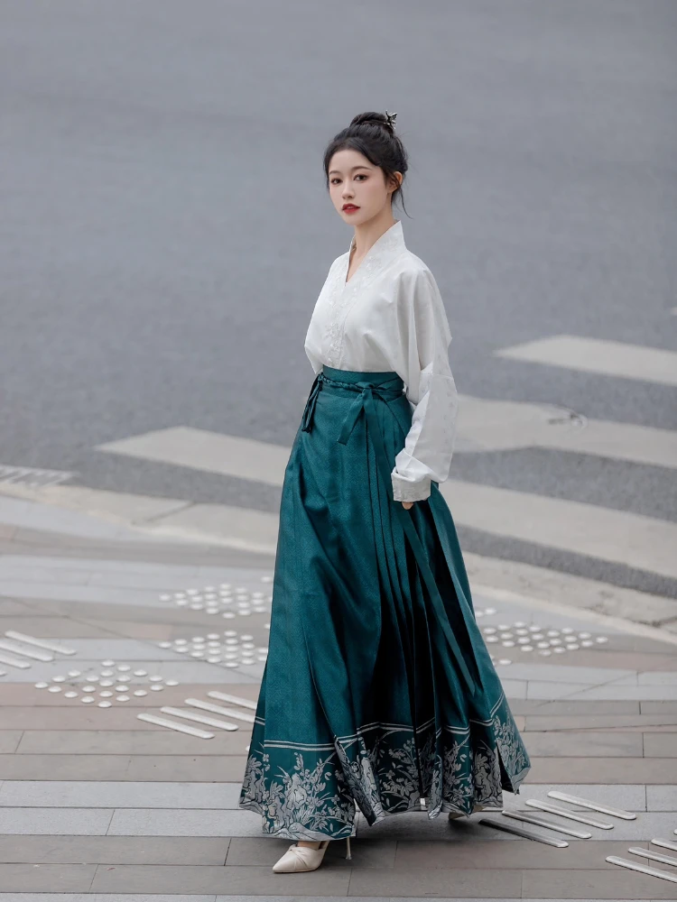

Hanfu Ming Dynasty Horse Face Skirt Women Pleats Skirt Black Chinese Traditional Hanfu Daily Clothes Vintage Tang Dynasty Outfit