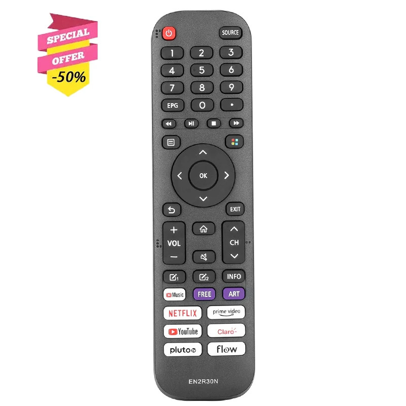En2R30N Telecomando Per Hisense Tv 43 V6G 55 H6G 43 H77G 55 H77G 43 A60G 50 A60G 50 A60H Con Pulsanti Netflix Primevideo Youtube