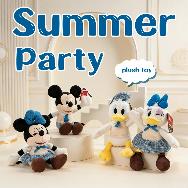 Peluches Disney Collection Été : Mickey, Minnie, Donald, Daisy