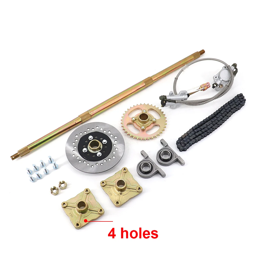 

3/4 Hole Rear Axle Assembly With Carrier & Hubs & chain For 110cc 125cc 150cc Quad ATV Go karts Dune Buggy 428-37T