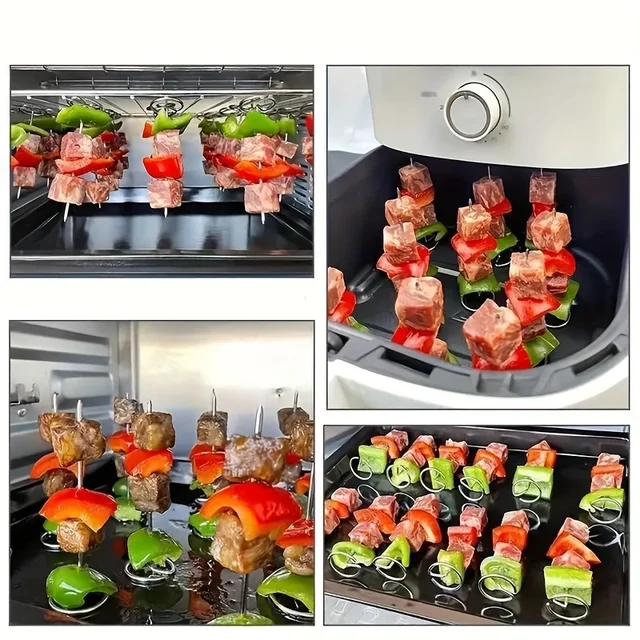 10pcs Air Fryer Oven, Vertical Grill, Skewer Grill, Universal Accessories, Food Grade 304 Stainless Steel Special Baking Needle 2