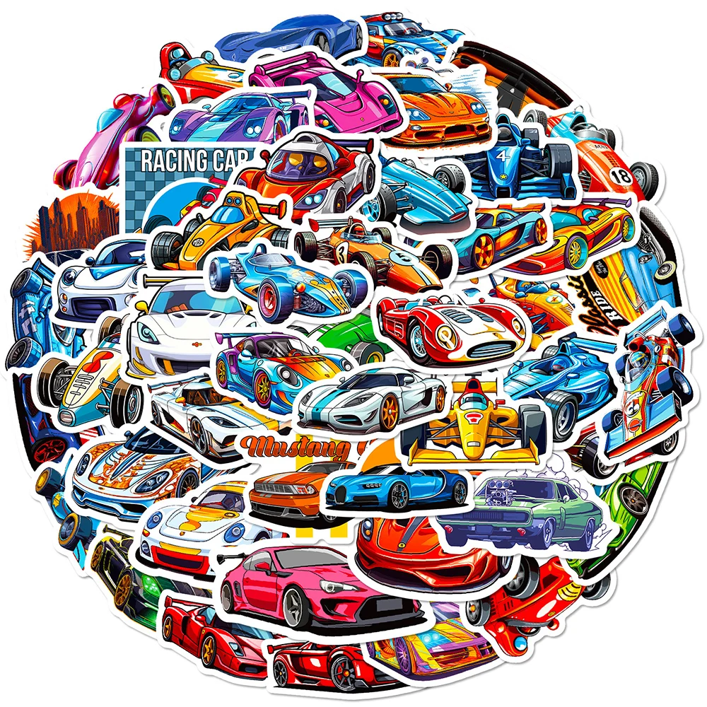 10/30/50/100pcs Cool Catroon JDM Racing Car Stickers Decals Skateboard Laptop Phone Car Motorcycle Waterproof Sticker Kids Toys