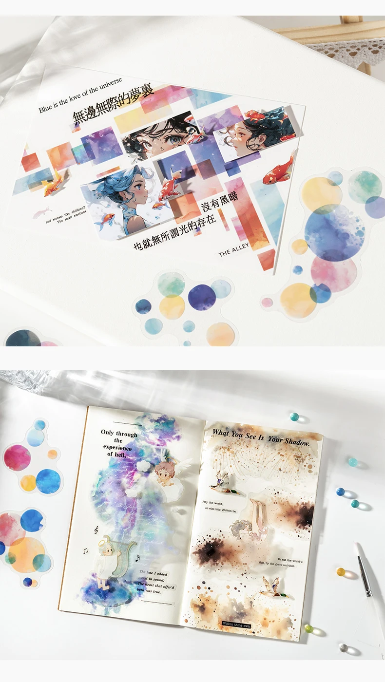 JIANQI 20 teile/paket Gemischt aquarell Aufkleber Dekorative Junk Journal DIY Srapbooking Collage Schreibwaren PET Farbe Aufkleber – Detail 11