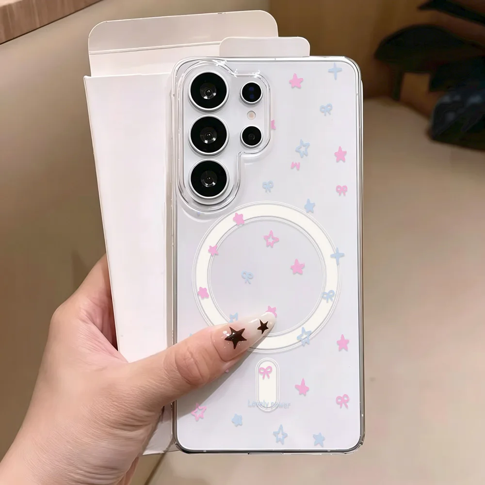 Magnetic Phone Case with Fresh Red Cherries & White Bunny Design
