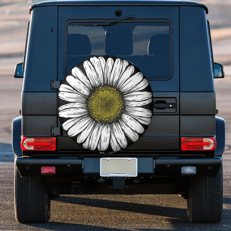 Hippie Flowers Spare Tire Cover Dust-Proof Wheel Tire Cover