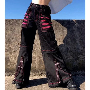 Pantalon gothique femme large baggy streetwear punk années 90