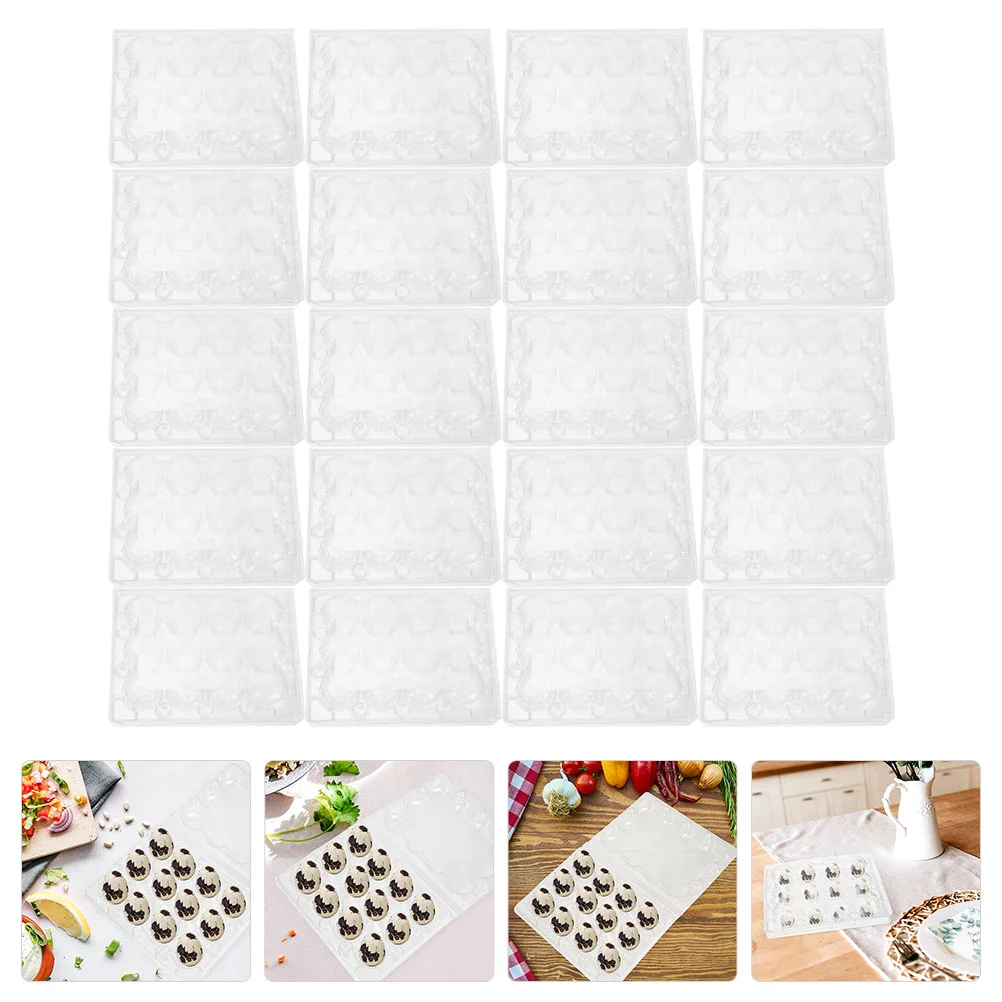 

20 Pcs Kitchen Quail Egg Tray Convenient Holder Clear Plastic Serving Desktop Small Container Disposable Supplies