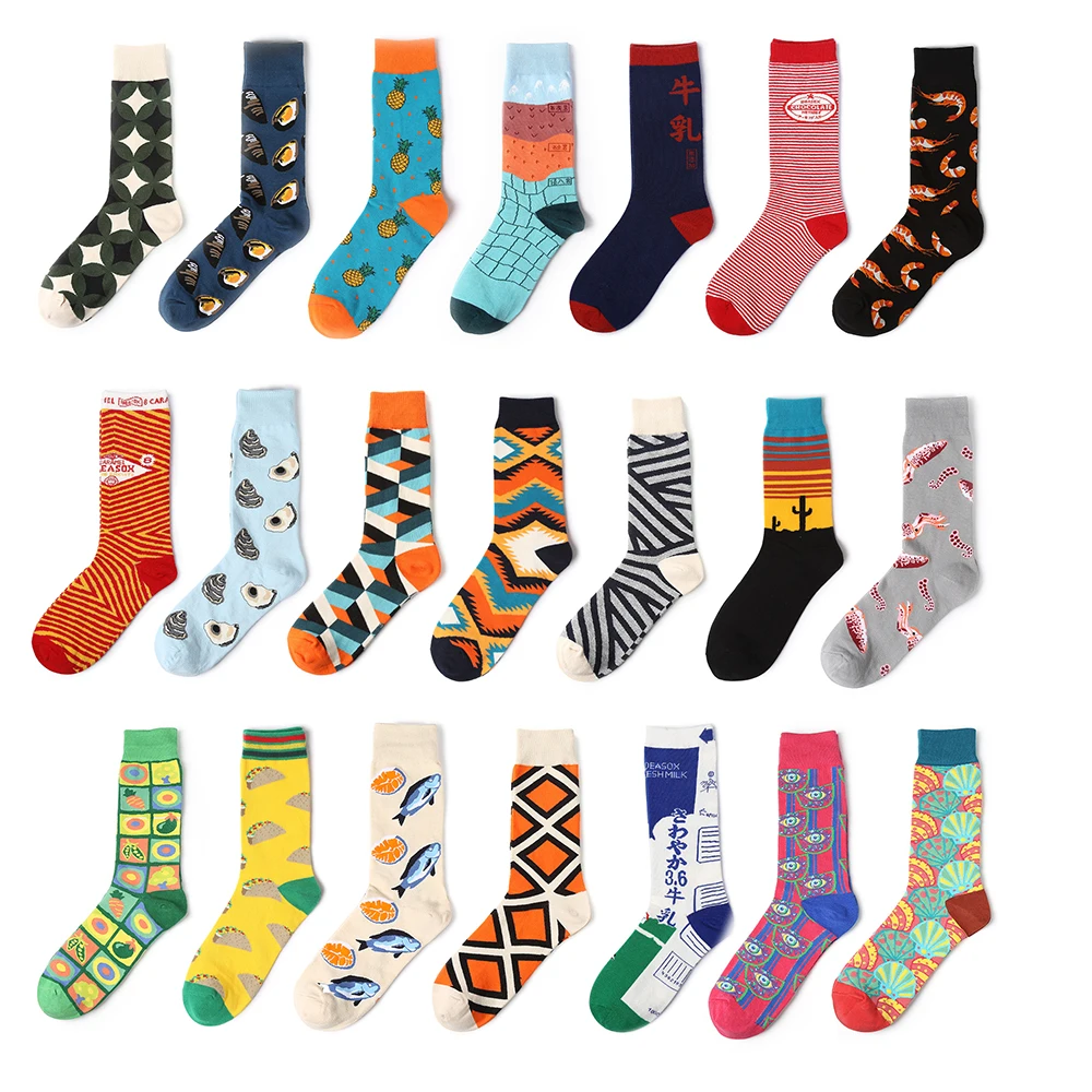 

1Pair New Men's Women's Cotton Socks Casual Color Socks Crew Street Skateboarding Socks Happy Funny Harajuku Sox Meias