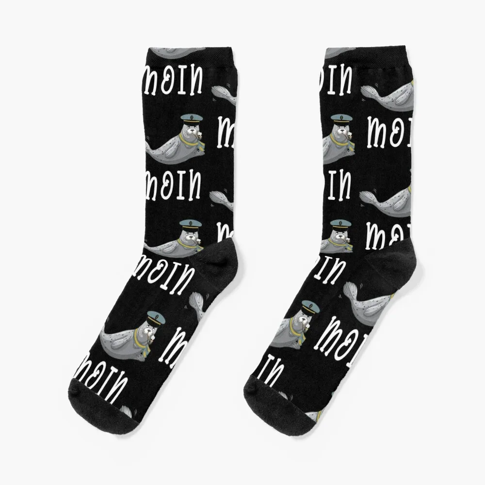 

North Sea Seal Moin saying - Sylt Kiel seal captain Socks colored cute Men Socks Luxury Brand Women's