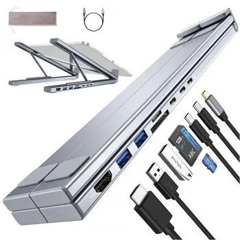 Universal Laptop Stand With USB Type-C HUB Laptop Holder Bracket HDMI SD TF Memory Card For MacBook For IPad Pro For Lenovo