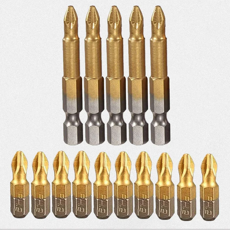 10 Embouts Tournevis Magnétiques PH2 Titane 2 Pouces - Pour Perceuse/visseuse 1/4"