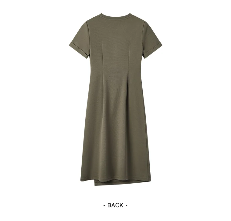 Dress Women Vintage Casual Midi Dress Summer New Letter Print Split T-Shirt Dress