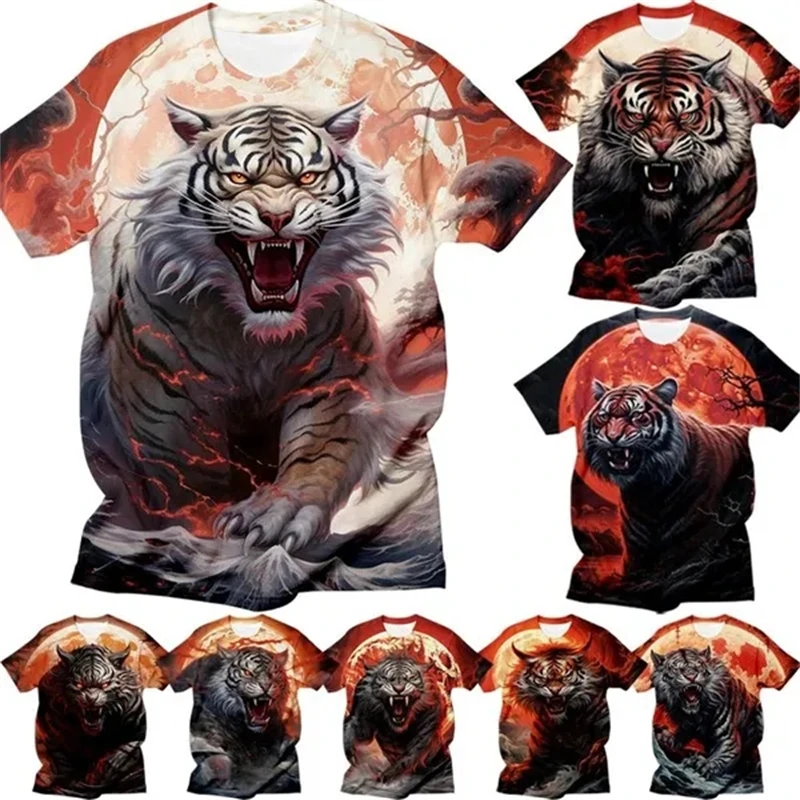

Newest Men's 3d Tiger Print T-shirt Casual Funny Fashion Hip-hop Cool Short Sleeve Tops Tshirts High Quality Comfortable Top Tee