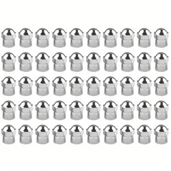 Chrome Plated Round Tire Valve Caps - Dustproof Decorative Covers for Cars, Motorcycles, and Bikes (10/50pcs) (50pcs pack)