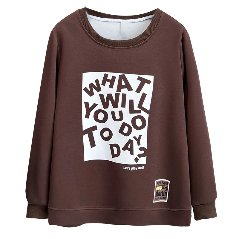 Autumn New Casual Printed Square Letter Long Sleeved round-neck Hoodie Plus Size Women's Sweatshirt 2552