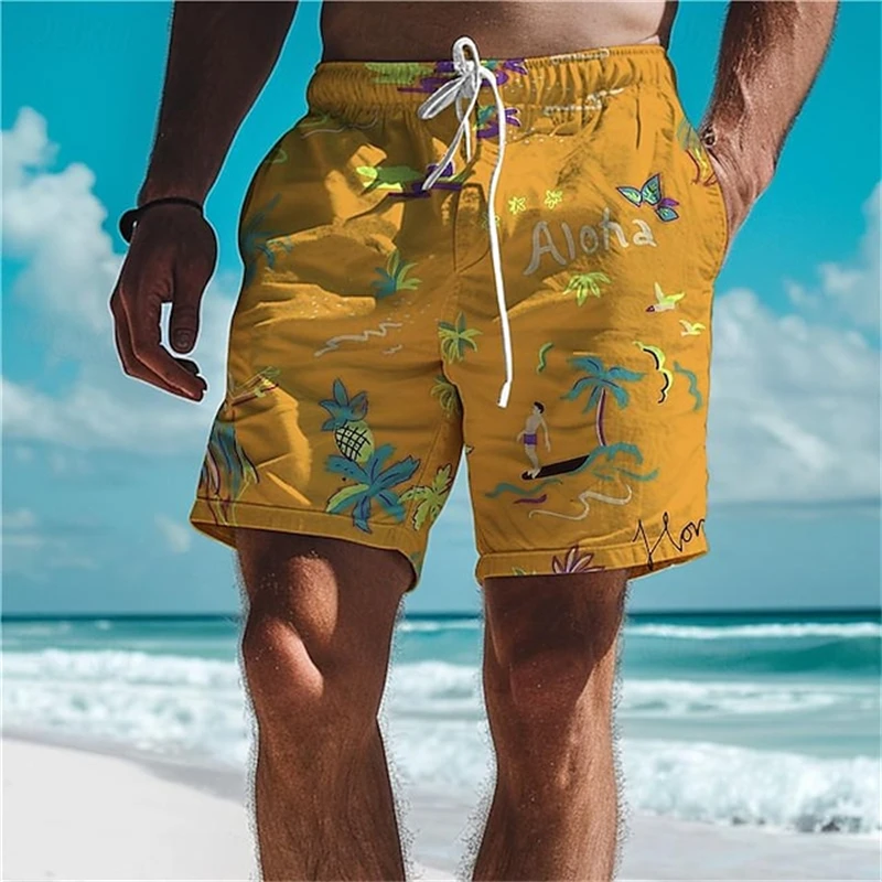 Aloha Hawaiian Palm Tree 3d Print Men Women Beach Shorts Fashion Casual Oversized Gym Quick Drying Trunks Ice Shorts Homme 4XL 2