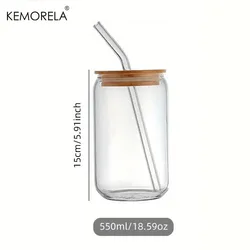 Deluxe Glass Beverage Set with Lid and Straw - Transparent Bubble Design - 501-600ml (1PCS)