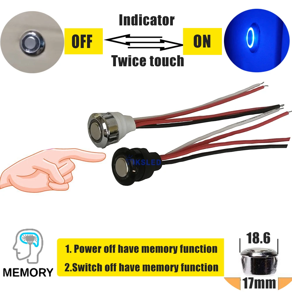 Light Switch 4A DC 5V 12V 24V Stepless Touch For LED Strip DIY Bed Closet Cabinet Lightcustomized